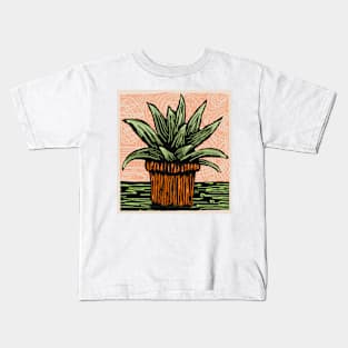 Aloe woodcut Kids T-Shirt